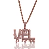 3mm 24in rope chain hip hop iced out pendant mens custom hip hop letter pendant