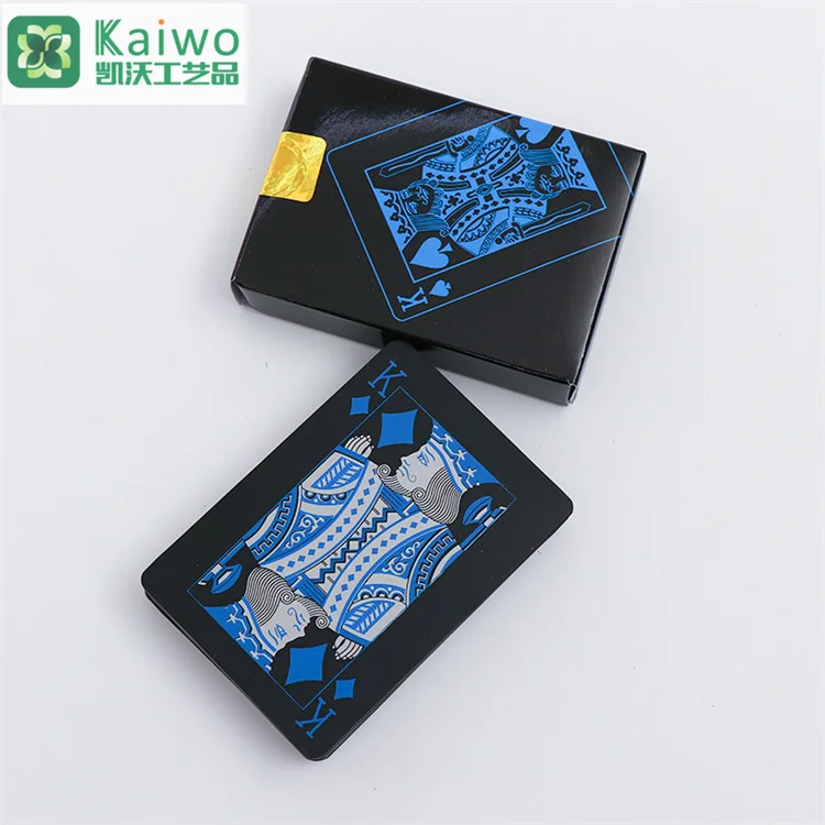 

Black color PVC playing cards, customize hotsale waterproof offset printing poker cards, Cmyk 4c printing