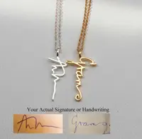 

925 silver gold plated name necklace personalized custom nameplate necklace handwriting signature letters engraving jewelry