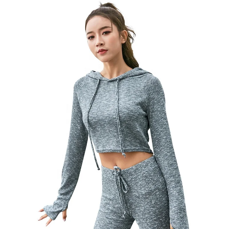 

Oem Custom Wholesale Blank Sports Long Sleeve Crop Top Womens Hoodies