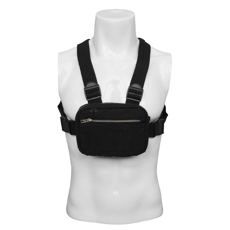

Outdoor Nylon Running Sports Men Chest Bag with Headset Hole, Black