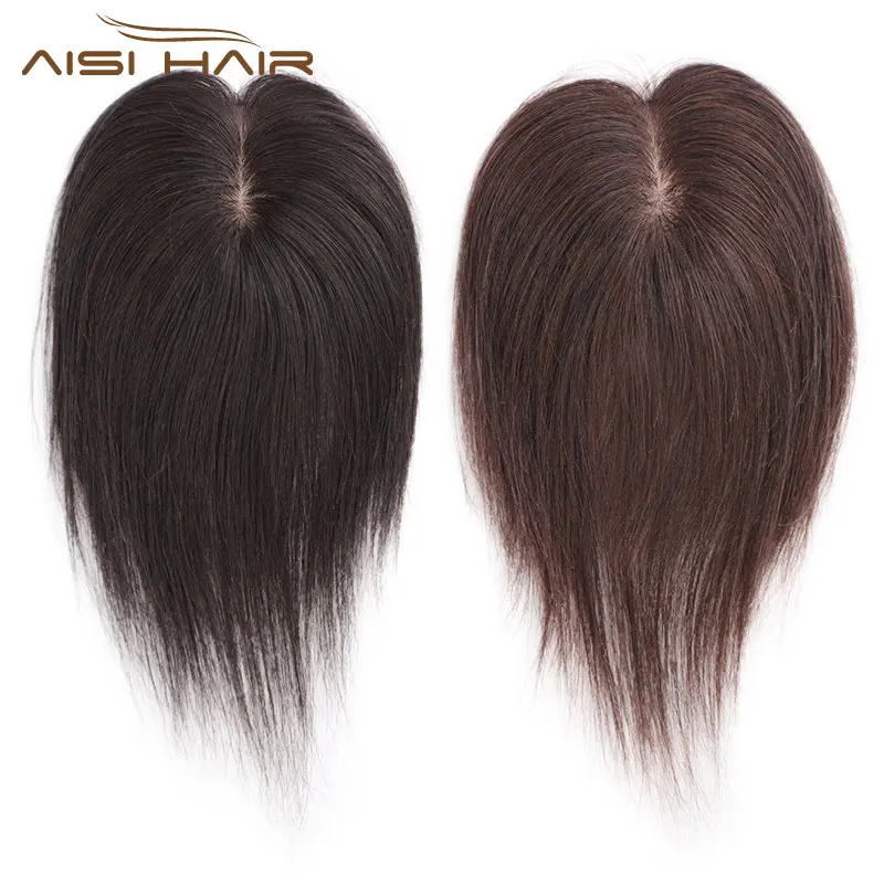 

Aisi Hair Brazilian Human Hair 5x8 Toupee Breathable Silk Base Human Hair Toupee Natural Black Cheap Women Toupee