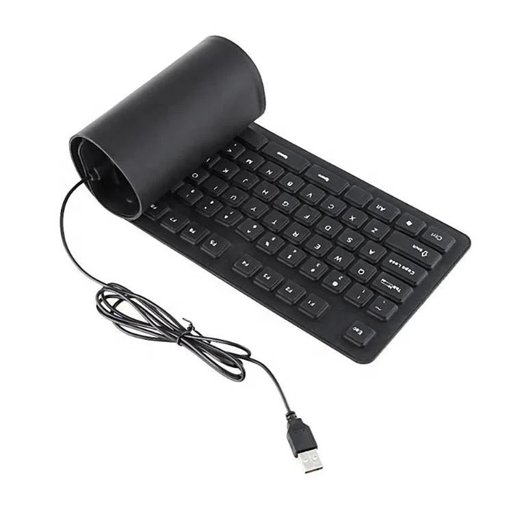 

Silicone Folding USB Wired Keyboard Flexible Portable Waterproof Rollup Computer Keyboard, Random