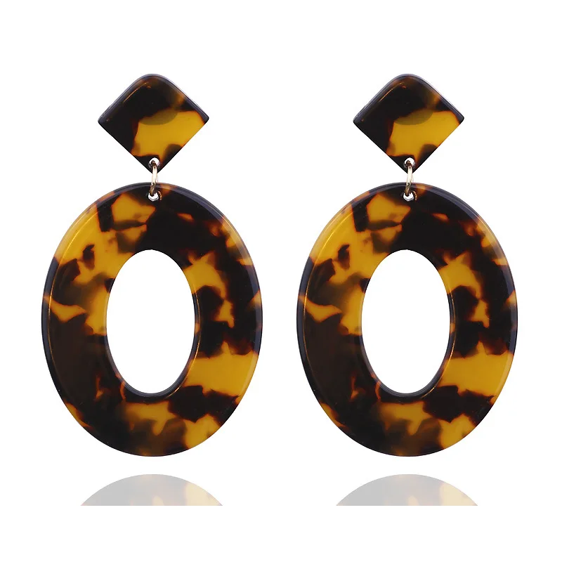 

Free shipping Fashion Multi-Color Earring Acrylic Resin Jewelry Geometry Acetic Acid Big Tortoiseshell Drop Earrings for Women, Picture