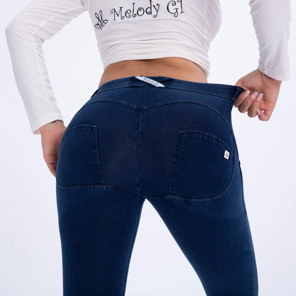 Royal wolf peach hip jeans denim look leggings blue jeans women 2018 denim yoga leggings push up jeans