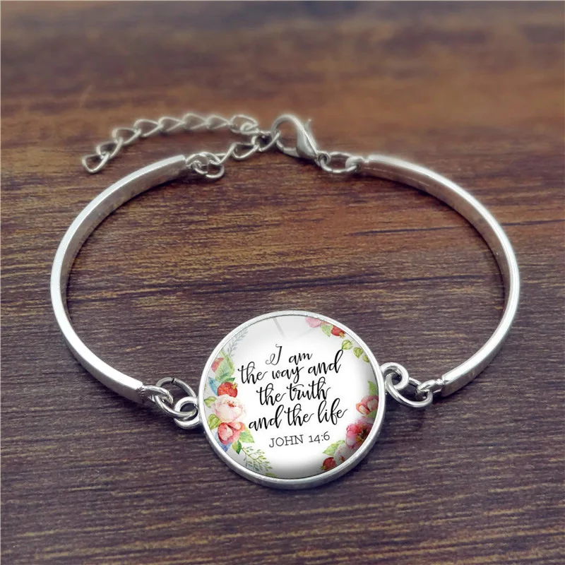 

Fashion Psalm Bracelet Art Picture Print Glass Dome Charms Bracelet Bible Verse Quote Jewelry Gift For Christian