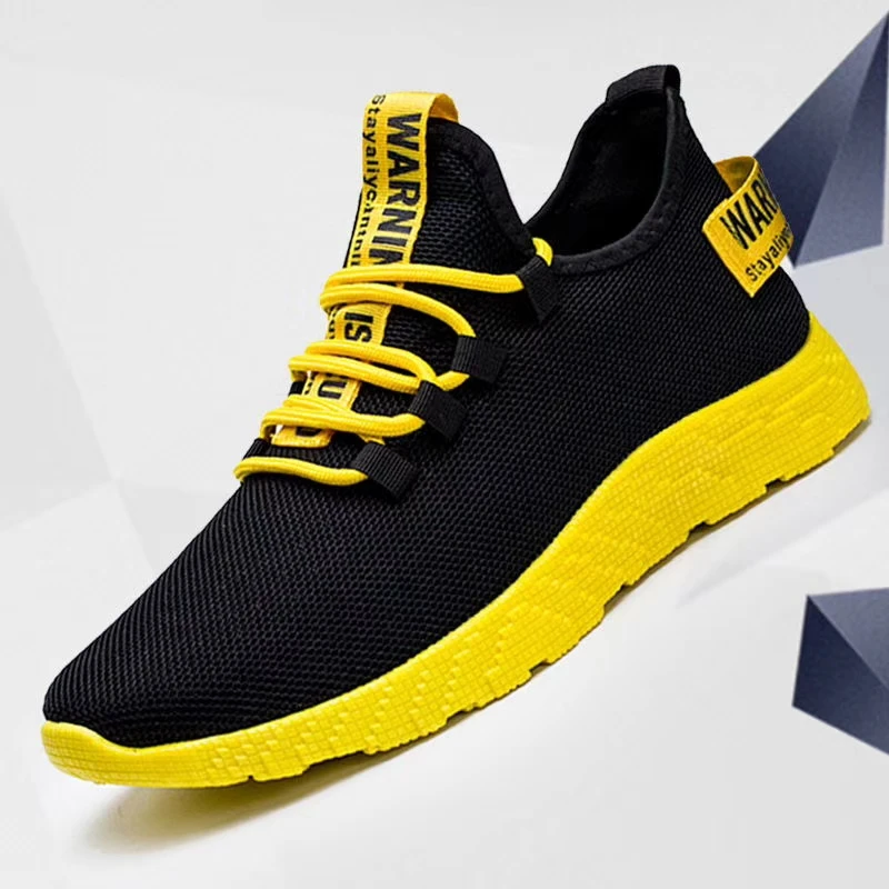 

China factory new design men sneakers comfortable sport shoes, White red yellow