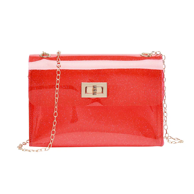 

Fashional women candy transparent chain shoulder jelly bag handbag