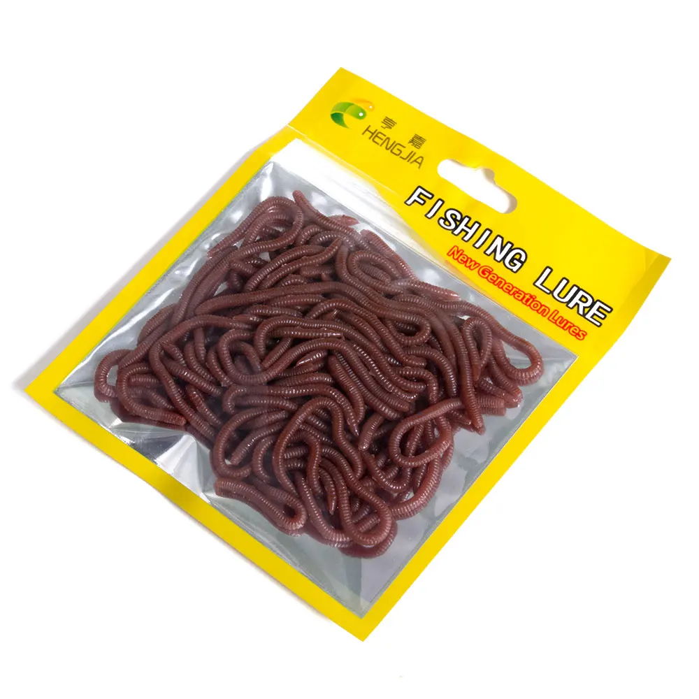 

50pcs/bagSimulation Earthworm Red Fishing Worms Artificial Fishing Worms Fishy Smell Lures Soft Bait 8cm Fishing Tackle, Various colors