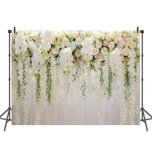 3D White Flowers Wall Bridal Shower Floral Photo Booth Backdrop for Wedding Birthday Party