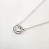 Minimalist Smile 925 Sterling Silver Jewelry Necklace Micro Pave CZ Smile Face Hoop Dangle Necklace Delicate Jewelry for Women