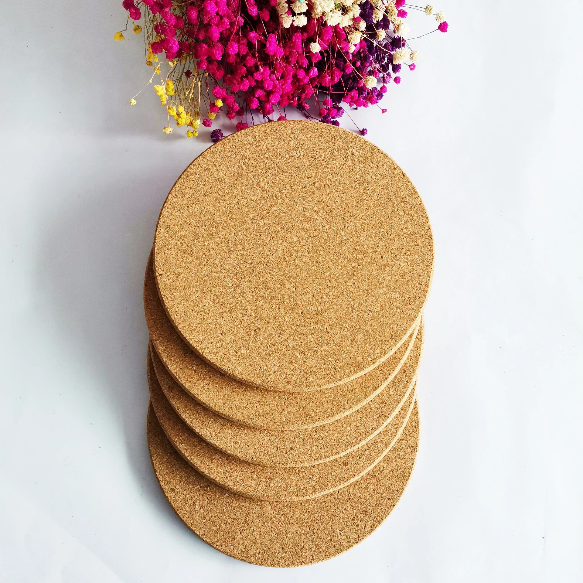 

XS ltd. Wholesale Custom Print Table Coffee Cup Blank Round Cork Wood Coaster, Customized color