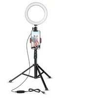 

8" Selfie Ring Light with Tripod Stand & Cell Phone Holder for Live Stream/Makeup, Mini Led Camera Ringlight for YouTube Video