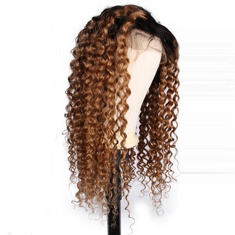 

10a grade top selling beautiful virgin brazilian hair ombre full lace wig curly hair human lace wig, N/a