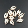 Popular Golden Rim Double Ring Ivory White Natural Seashell Charm Pendants Earrings