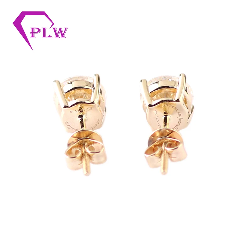 

6.5 MM ROUND MOISSANITE YELLOW GOLD STUD EARRINGS