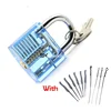 Hand Tools Lock Pick Set Transparent Visible Cutaway Practice Padlock With Broken Key Removing Hooks Hardware