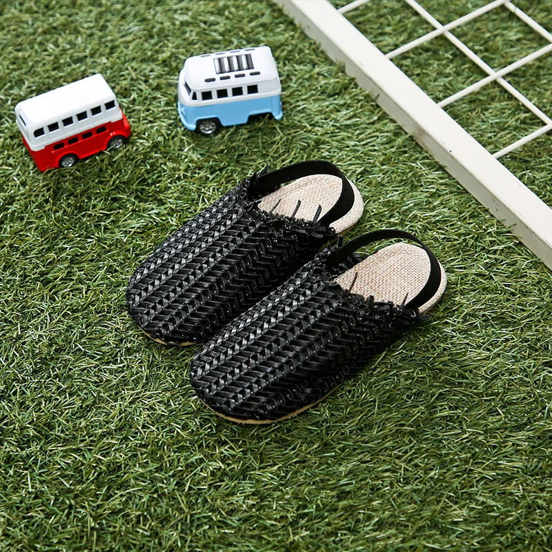 

2019 2-8Y children's sandals rattan shoes for boys and girls Rattan slippers round-toe e shoes