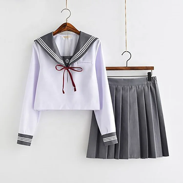 school Girls Uniform Navy Coat Plaid Skirt