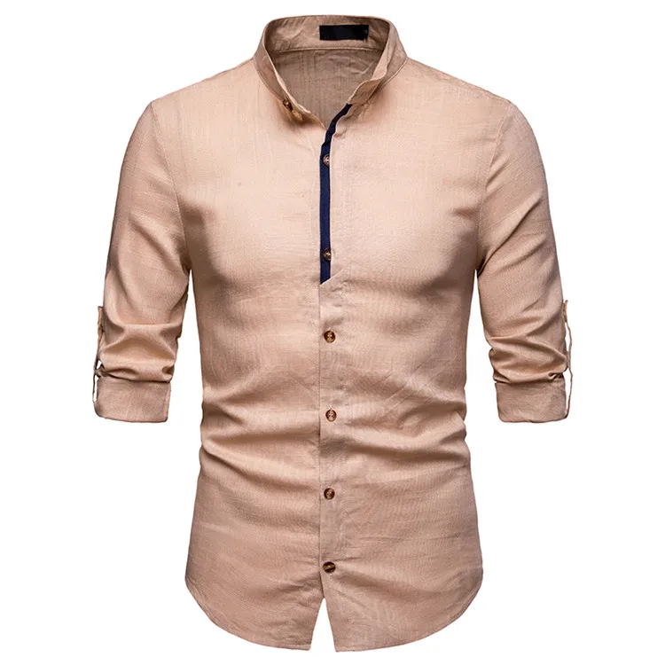

Wholesale casual us size mens linen long sleeve linen dress shirts, White;black;burgundy;navy