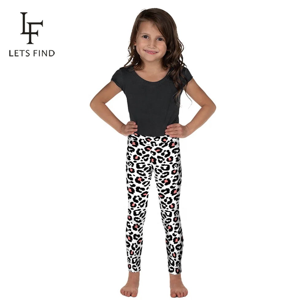 

Top quality 92% polyester 8% spandex custom leopard skin printed high waist kids yoga leggings