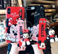 

Lovely Cute Mickey Minnie Mouse doll Wristband Pendent soft case for iphone 7 7 Plus 8 8Plus 6 6s Plus