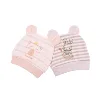 2019 newborn baby cartoon animal design colored cotton stripes baby hat with ears