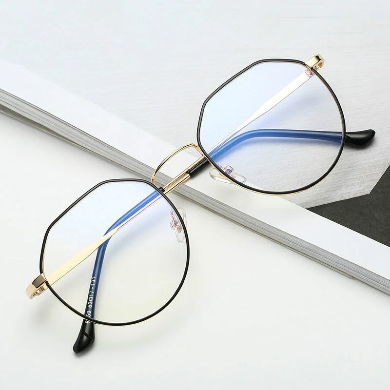 

HBK latest gold irregular round metal frames optical womens fashion eyeglasses frame wholesale PG0020