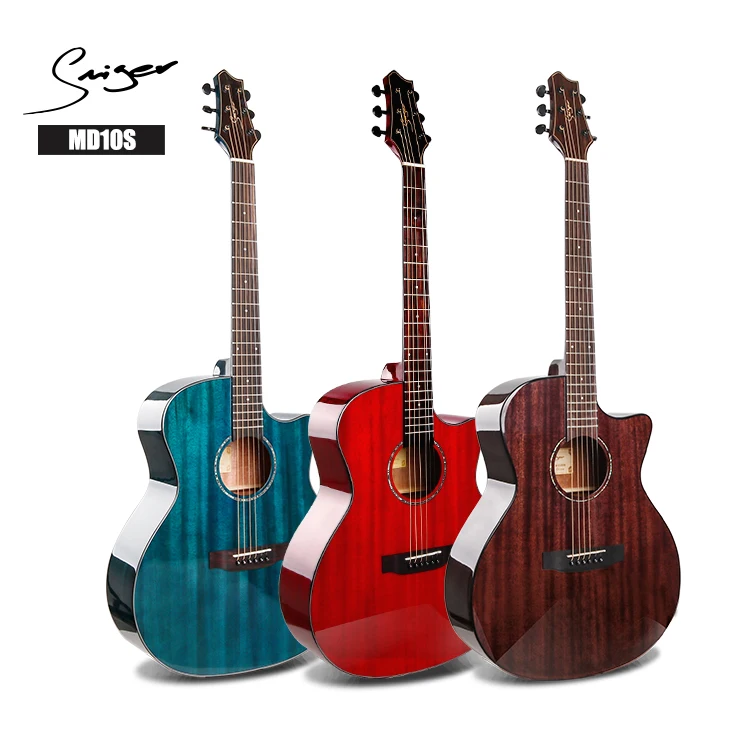 

China wholesale musical instruments mahogany cheap solid wood acoustic guitar, Vk/bl/re