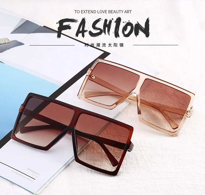 

Europe and the United States Fashion Designer Men Women Trendy Big Square Frame Oversized Shades Sun Glasses Sunglasses 2022