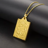 

Vietnam Sand Gold No Fade Dragon Tiger Board Brand Brass Plated 24K Men's Charms Necklace