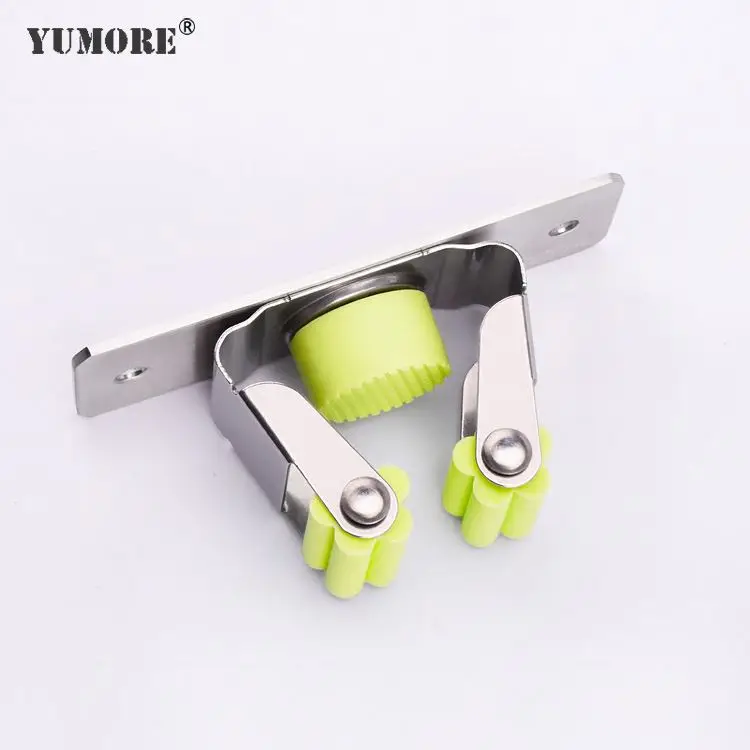 
304 Stainless Steel Hook Metal Tools Storage Rack Organizer Wall Mounted Mop And Broom Holders 