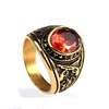 Bomei Jewelry Wholesale Custom Stainless Steel Gold Plating US Army Special Forces Military Army Ring With Red CZ