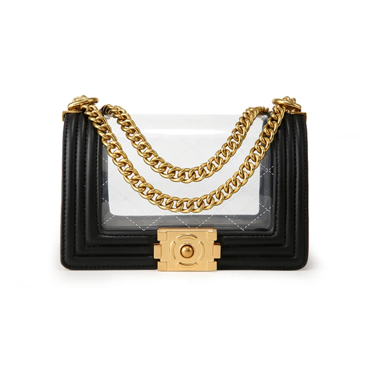 
2020 PVC messenger bag women casual plastic transparent bag wholesale clear handbags for lady 