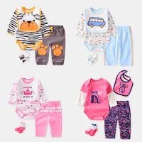 

Free Shipping Unisex Spring Babies Wear 4Pieces Baby Cotton Padded Clothes newborn baby clothing sets organic cotton