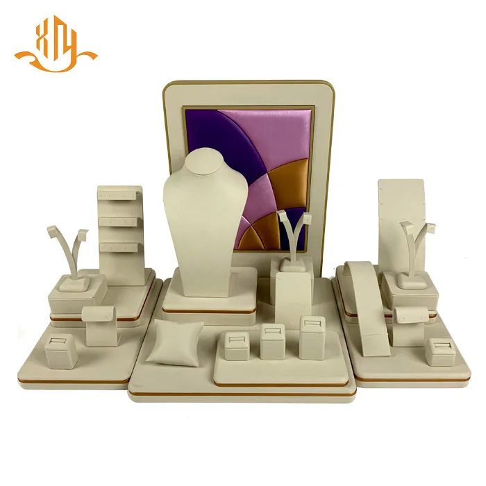 
XIANGYU factory custom upscale leather window product jewellery display set 