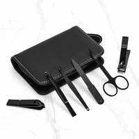 

High Quality Black 6pcs Professional Men Pedicure Manicure Set With Pu Zipper Bag