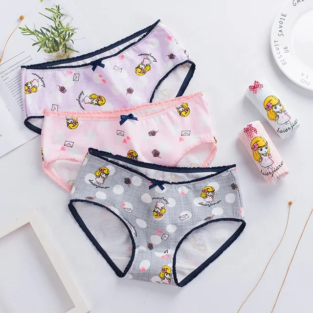 

Girl's triangles waist pure cotton girl's underwear girl's pure cotton 2019 new Sweet Printing, Full-coloured