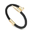 XULIN Handmade Men Stainless Steel Luxury Charm Gold Nail Genuine Leather Bracelet