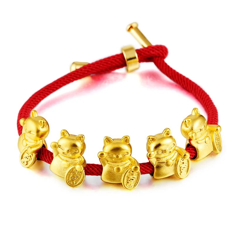 

No Fade Vietnam Alluvial Gold Beads for Bracelets Making Concise Fashion Lucky Cat DIY Gift Jewelry Fittings
