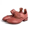 Latest Women Shoes 2019 Retro Genuine Leather Shoes National Style Pumps Block Heels for Ladies Handmade Shoes Women Heels