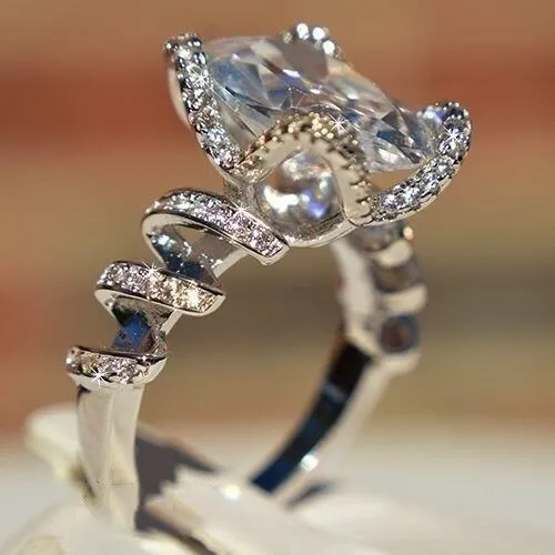 

Luxury Brand Flower Leaf Ring Boho Female Party Shining Coill Promise Engagement Rings For Women Wedding Band Fine Jewelry