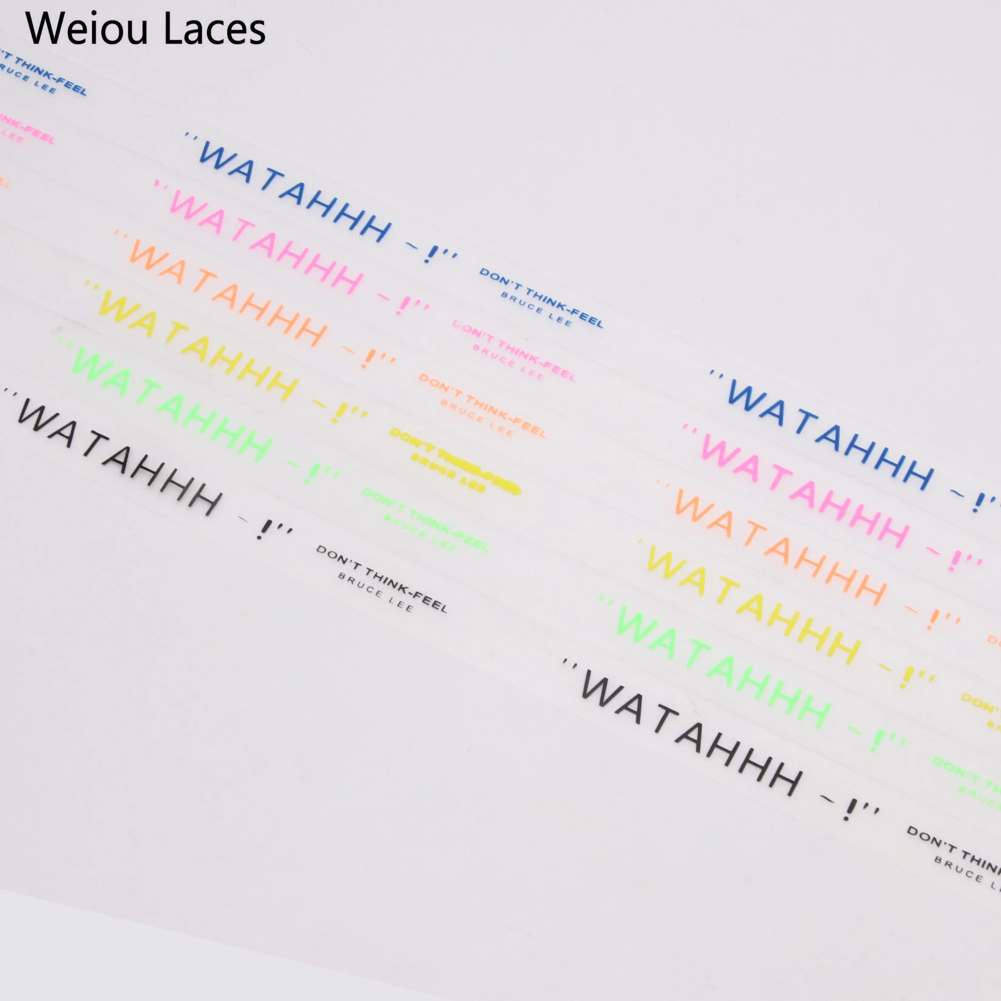 

Weiou Hot Style Fashion Clothing 15mm Waterproof Ribbon Printing WATAHHH Flat PVC Laces Transparent Matte Tape Shoelace Cap Rope, Black blue, support custom colors