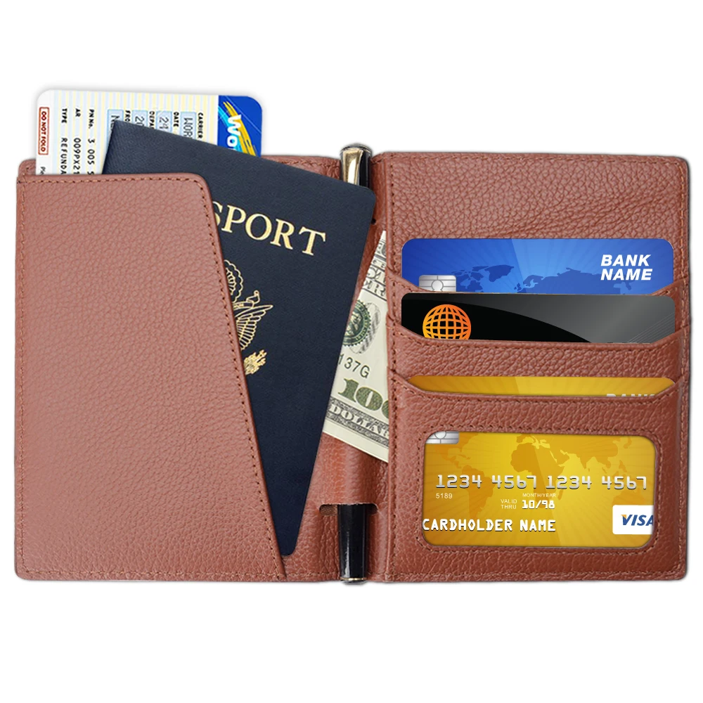 

RFID blocking wallet case holder for travelling Pu or genuine leather passport bag case holder popular eco-friendly, Red,brown,black,green,blue,ect