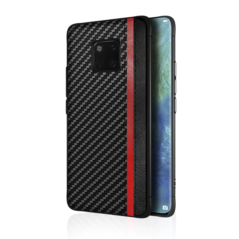 

Carbon Fiber Pattern Slim Luxury PU Leather Soft Flexible Scratch Resistant Protective Phone Cover Cases for Huawei Mate 20 Pro, Black;white;red;coffee;gold