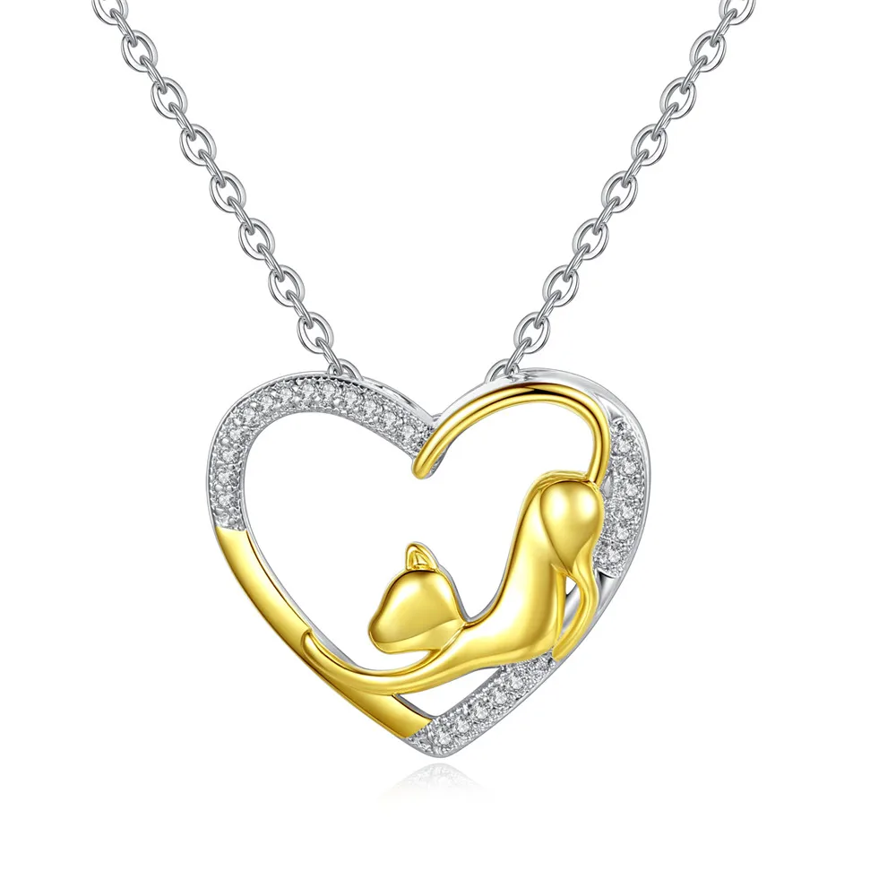 

Fashion Luxurious Jewelry Gold Color Women Heart Necklaces Cat Pendants necklace