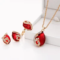 

2020 new ladies zircon necklace earrings set luxurious alloy crystal jewelry set