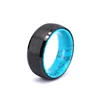 Accept Custom Order Fashion 2019 New Trend Black Tungsten Outside Blue Turquoise Wedding Band Ring