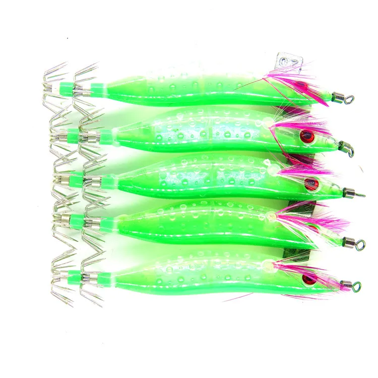 
green blue red orange banana shape luminous squid jigs squid hooks in indonesia and malaysia market 