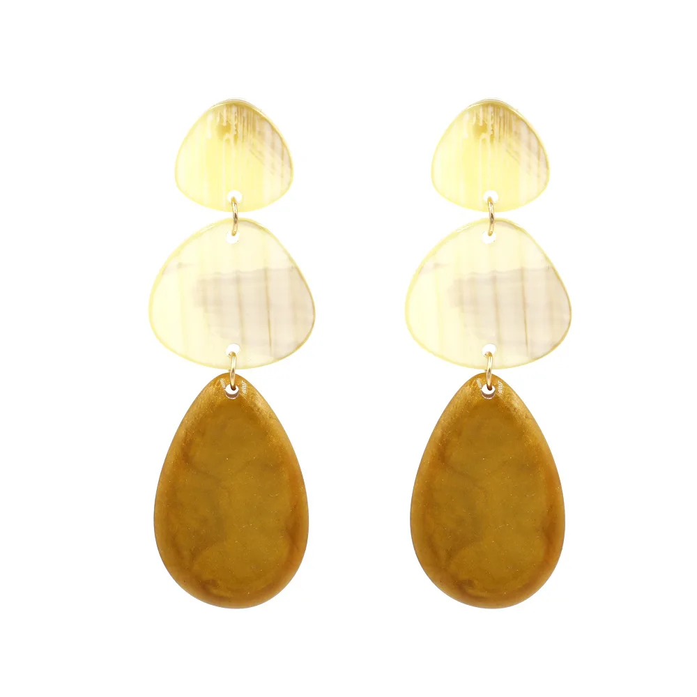 

2019 ZA New Yellow Geometric Resin Long Drop Earrings For Women Boho Vintage Wholesale Jewelry Earrings (KER267), Same as the picture